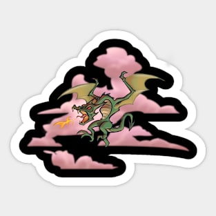 Dragon mascot with clouds Sticker